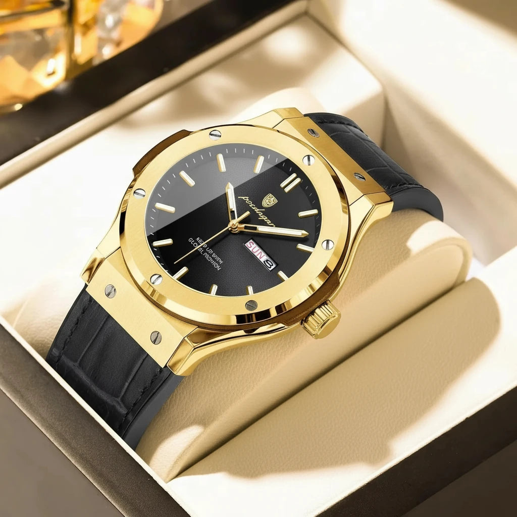 Varadero 952 New Quartz Watch for Men Reloj Leather Strap Alloy Case Auto Date Men's Watch Luxury Business Waterproof Wristwatch