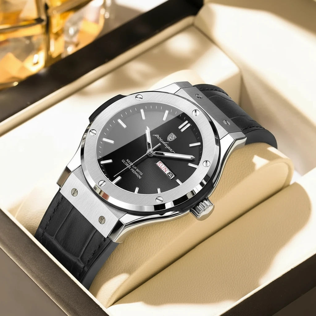 Varadero 952 New Quartz Watch for Men Reloj Leather Strap Alloy Case Auto Date Men's Watch Luxury Business Waterproof Wristwatch