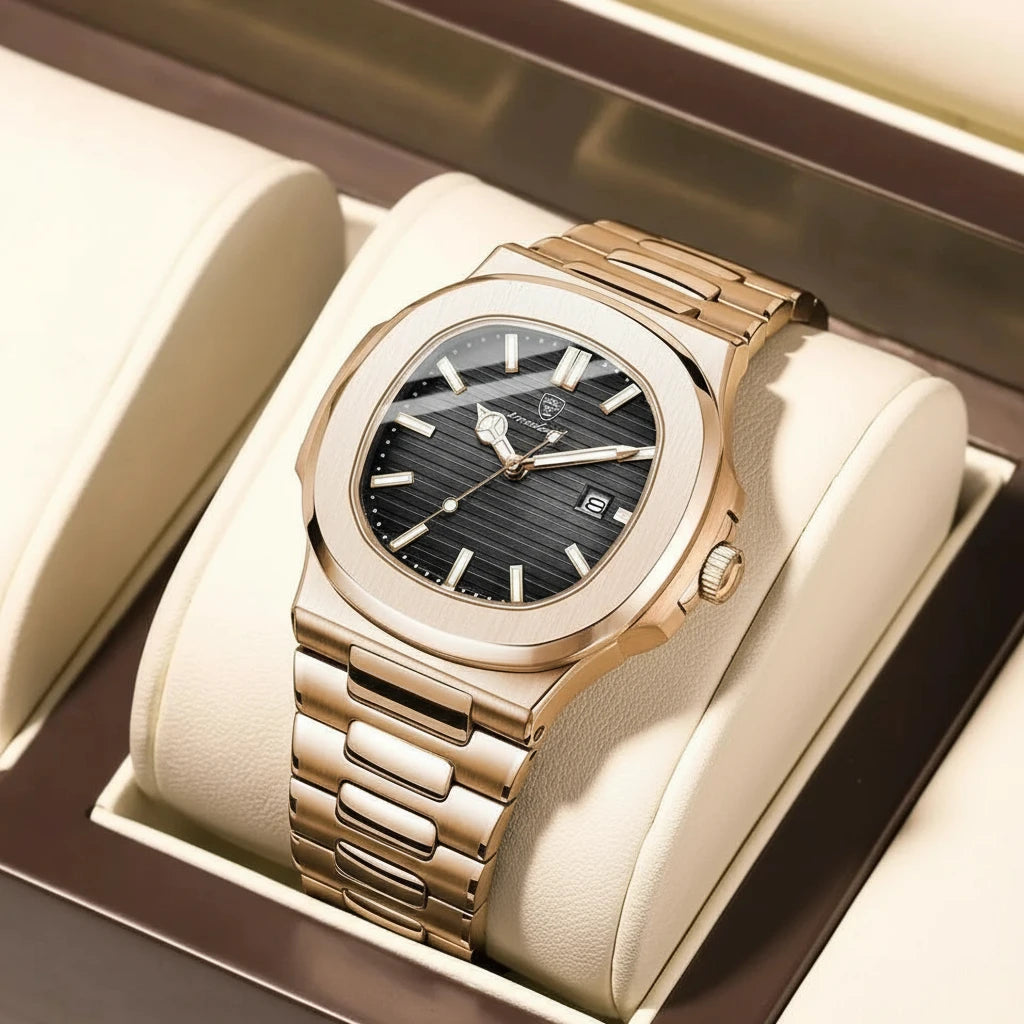 Classic 613 Luxury Analog Quartz Watch Simple Retro Square Case Alloy Business Antique Fashion Sport Charm Wristwatches for Men