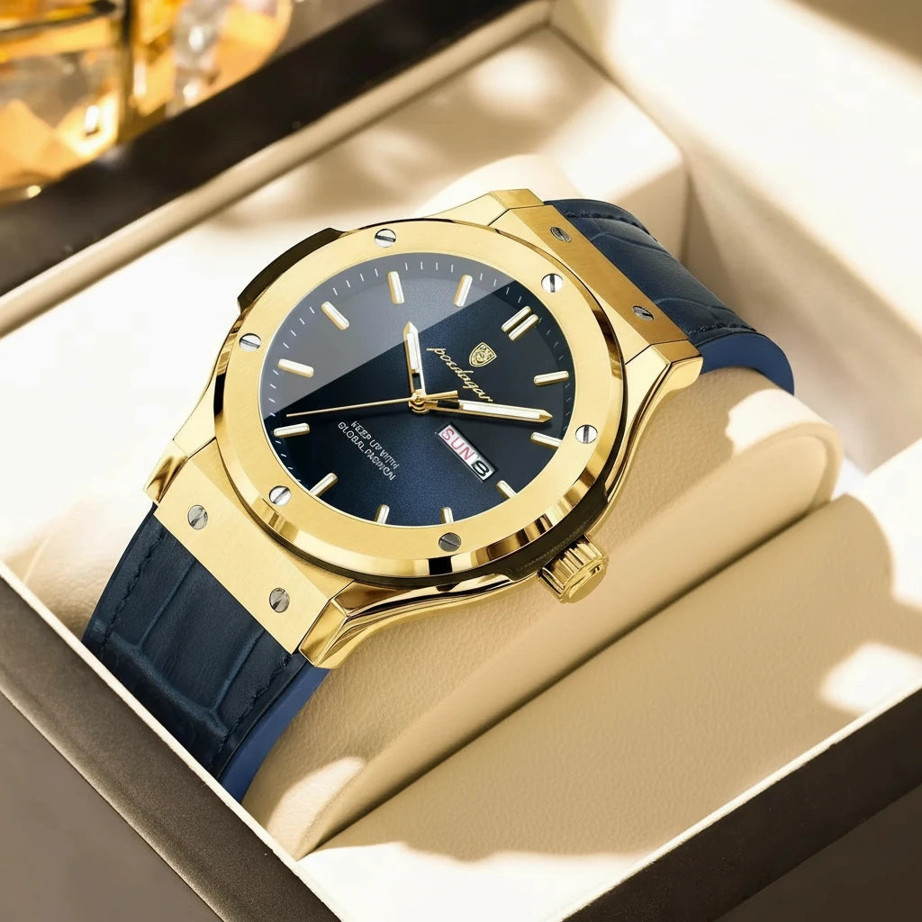 Varadero 952 New Quartz Watch for Men Reloj Leather Strap Alloy Case Auto Date Men's Watch Luxury Business Waterproof Wristwatch