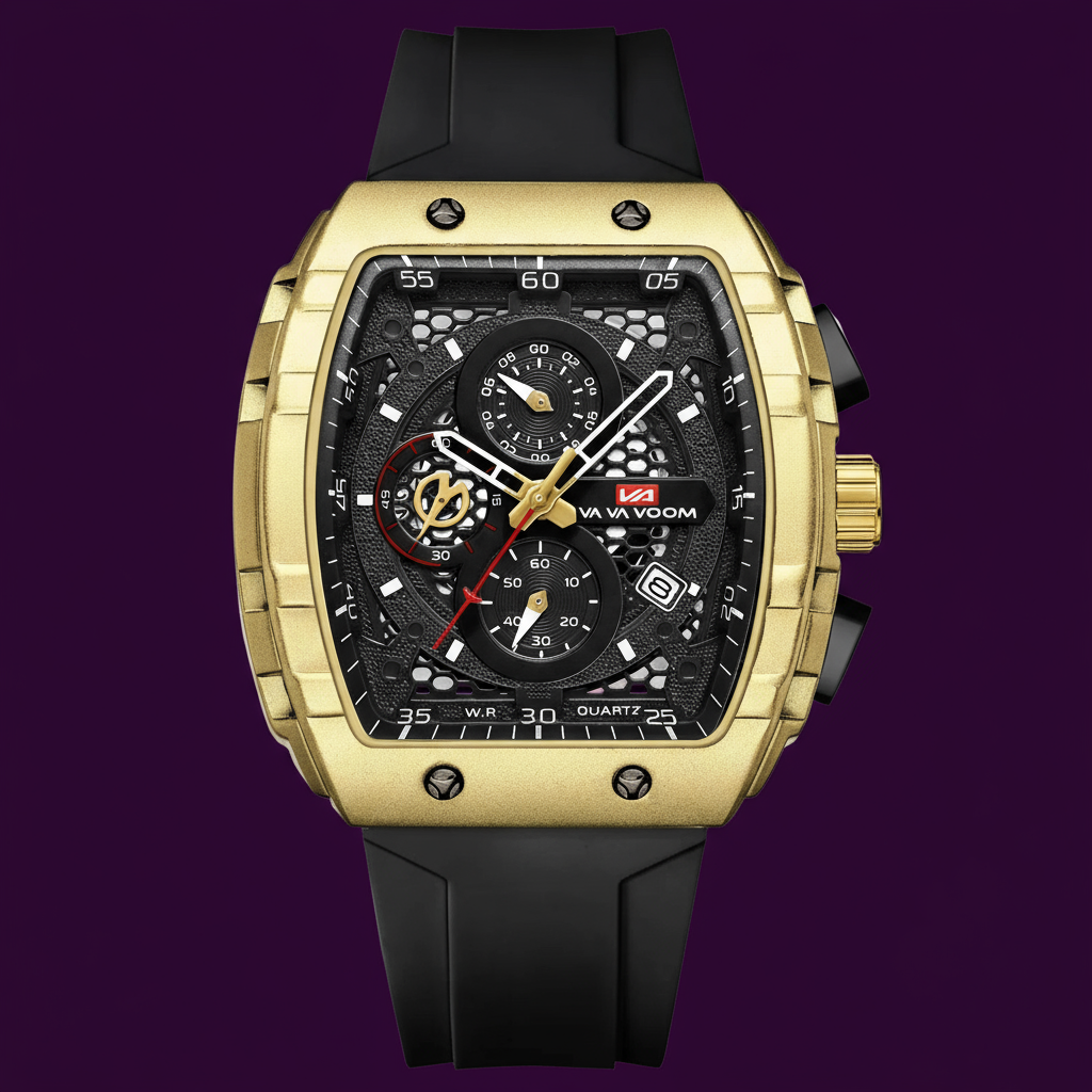 VENUM Men's Quartz Watch Sports Watch 3ATM Waterproof 47mm Diameter  Silicone Band