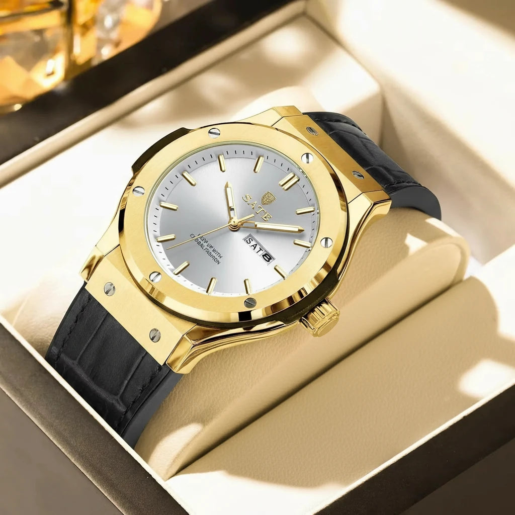 Varadero 952 New Quartz Watch for Men Reloj Leather Strap Alloy Case Auto Date Men's Watch Luxury Business Waterproof Wristwatch