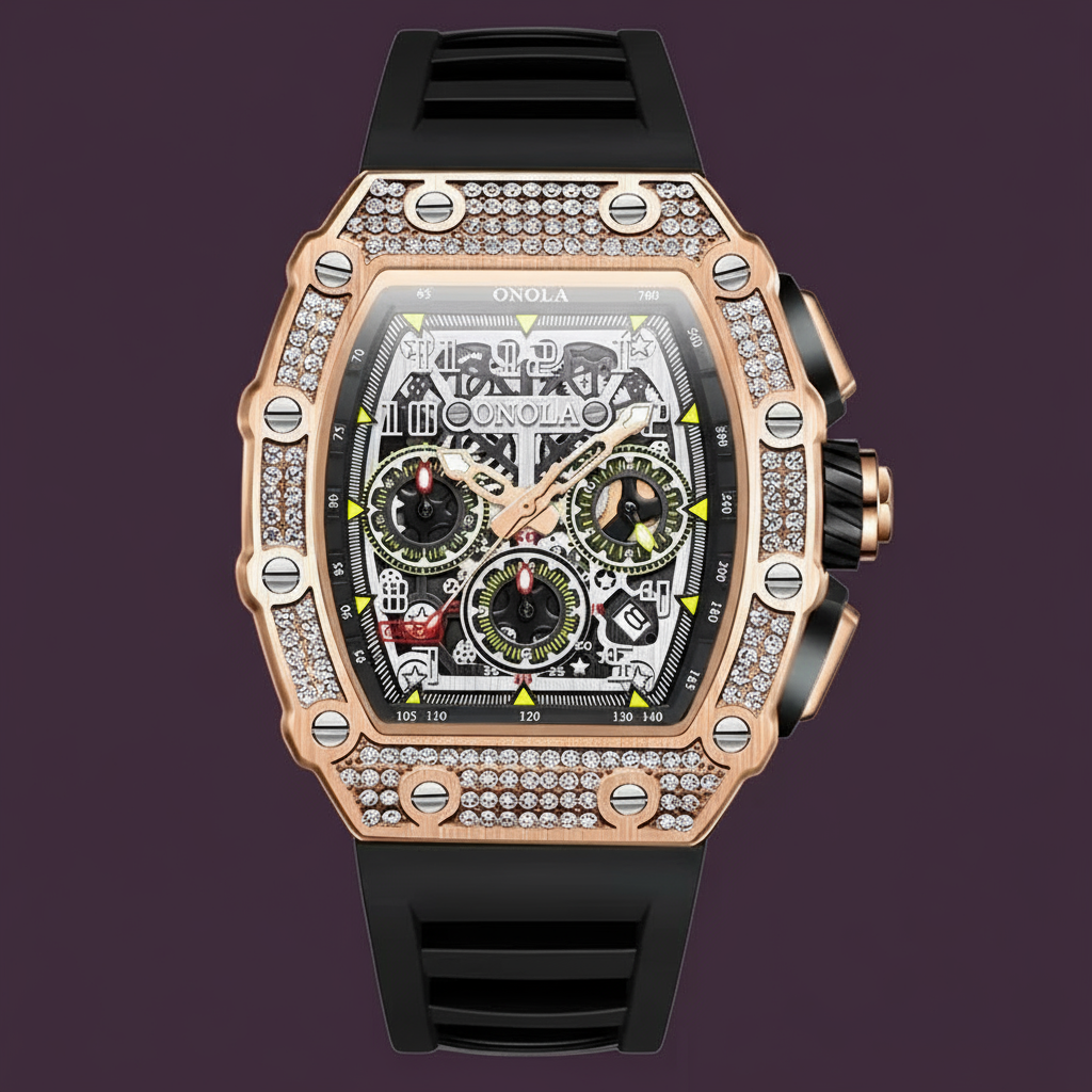 VERITAS Men Quartz Watches Sport Diamond Design New Brand Luminous Hands