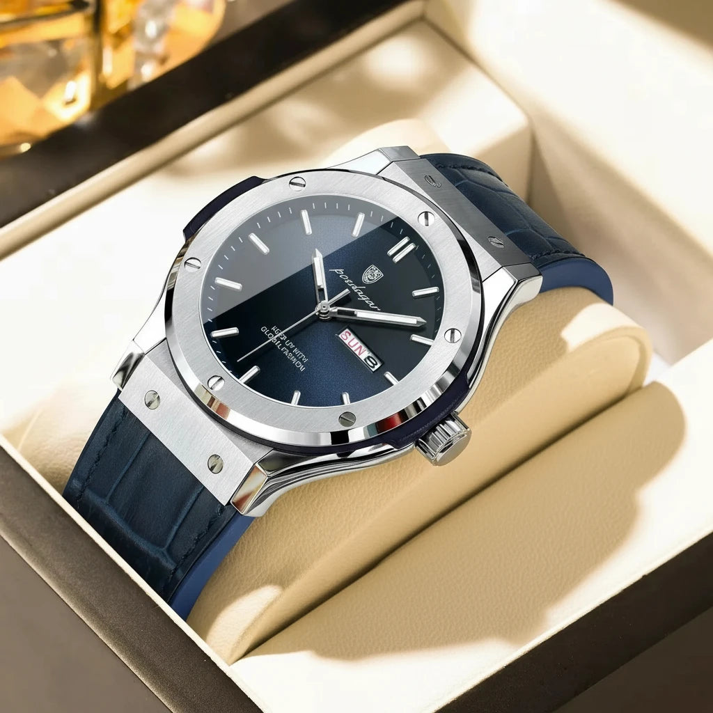 Varadero 952 New Quartz Watch for Men Reloj Leather Strap Alloy Case Auto Date Men's Watch Luxury Business Waterproof Wristwatch