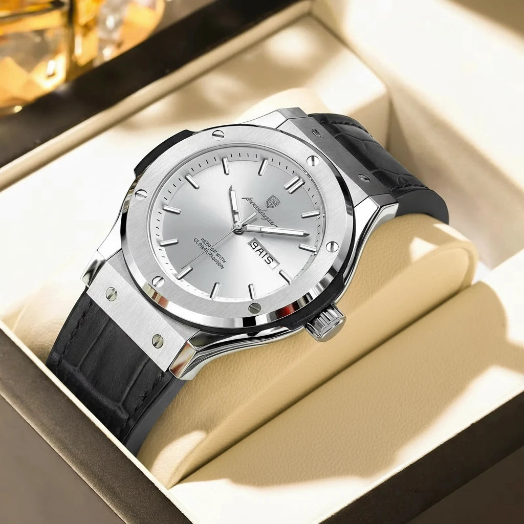 Varadero 952 New Quartz Watch for Men Reloj Leather Strap Alloy Case Auto Date Men's Watch Luxury Business Waterproof Wristwatch