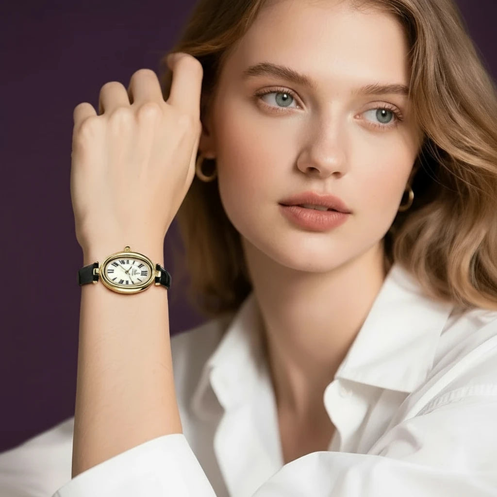 Venus 8 High Quality Female Wrist Watch Japan Movement Oval PU Leather Quartz Ladies Watch Beautiful Girl Watches