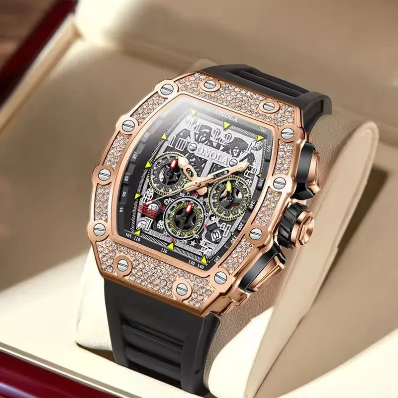 VERITAS Men Quartz Watches Sport Diamond Design New Brand Luminous Hands