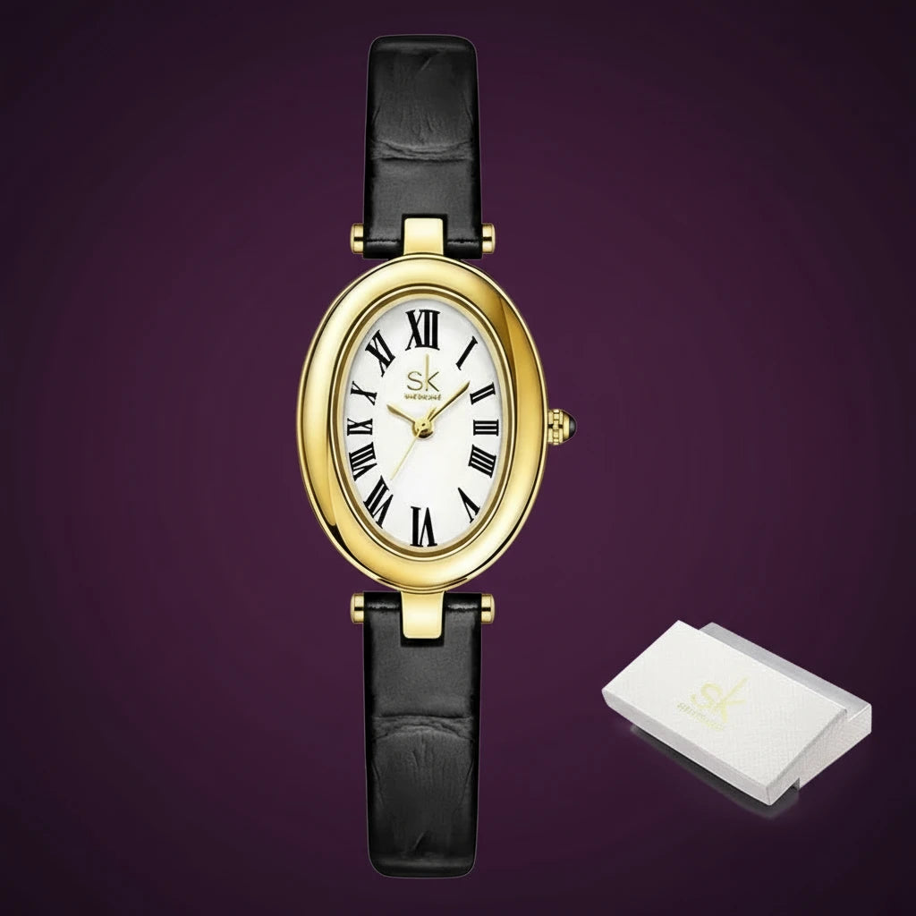 Venus 8 High Quality Female Wrist Watch Japan Movement Oval PU Leather Quartz Ladies Watch Beautiful Girl Watches