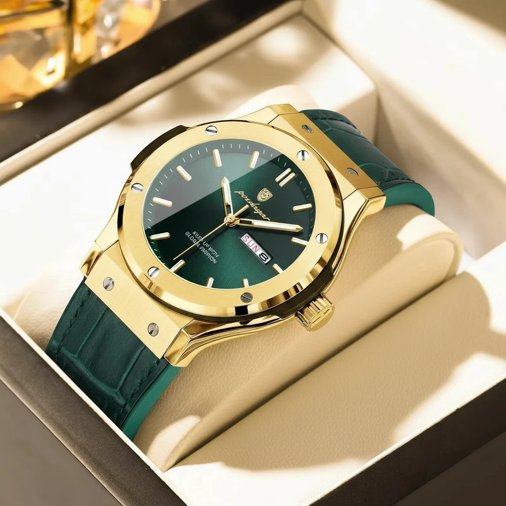 Varadero 952 New Quartz Watch for Men Reloj Leather Strap Alloy Case Auto Date Men's Watch Luxury Business Waterproof Wristwatch