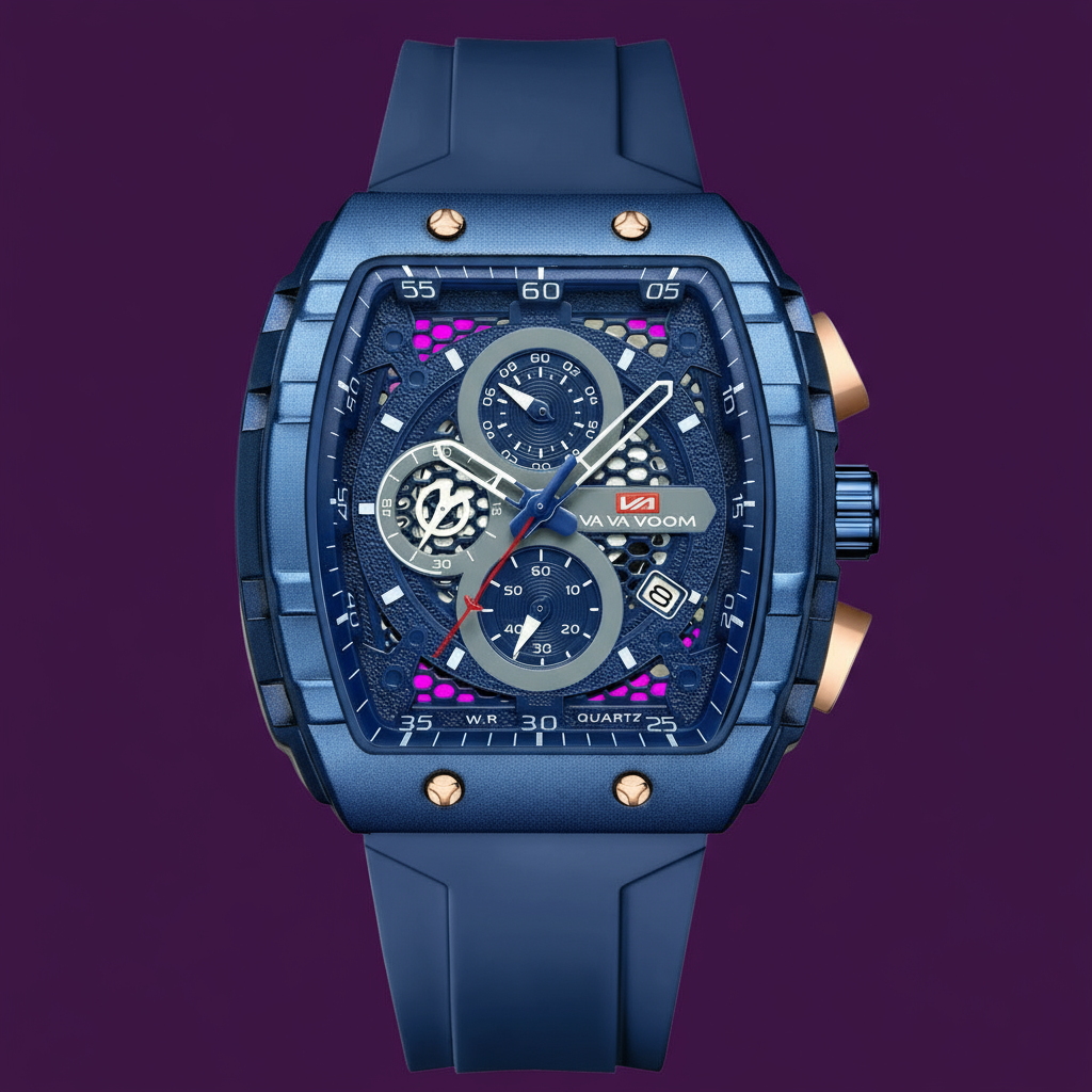 VENUM Men's Quartz Watch Sports Watch 3ATM Waterproof 47mm Diameter  Silicone Band