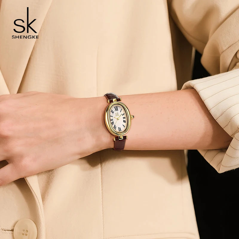 Venus 8 High Quality Female Wrist Watch Japan Movement Oval PU Leather Quartz Ladies Watch Beautiful Girl Watches