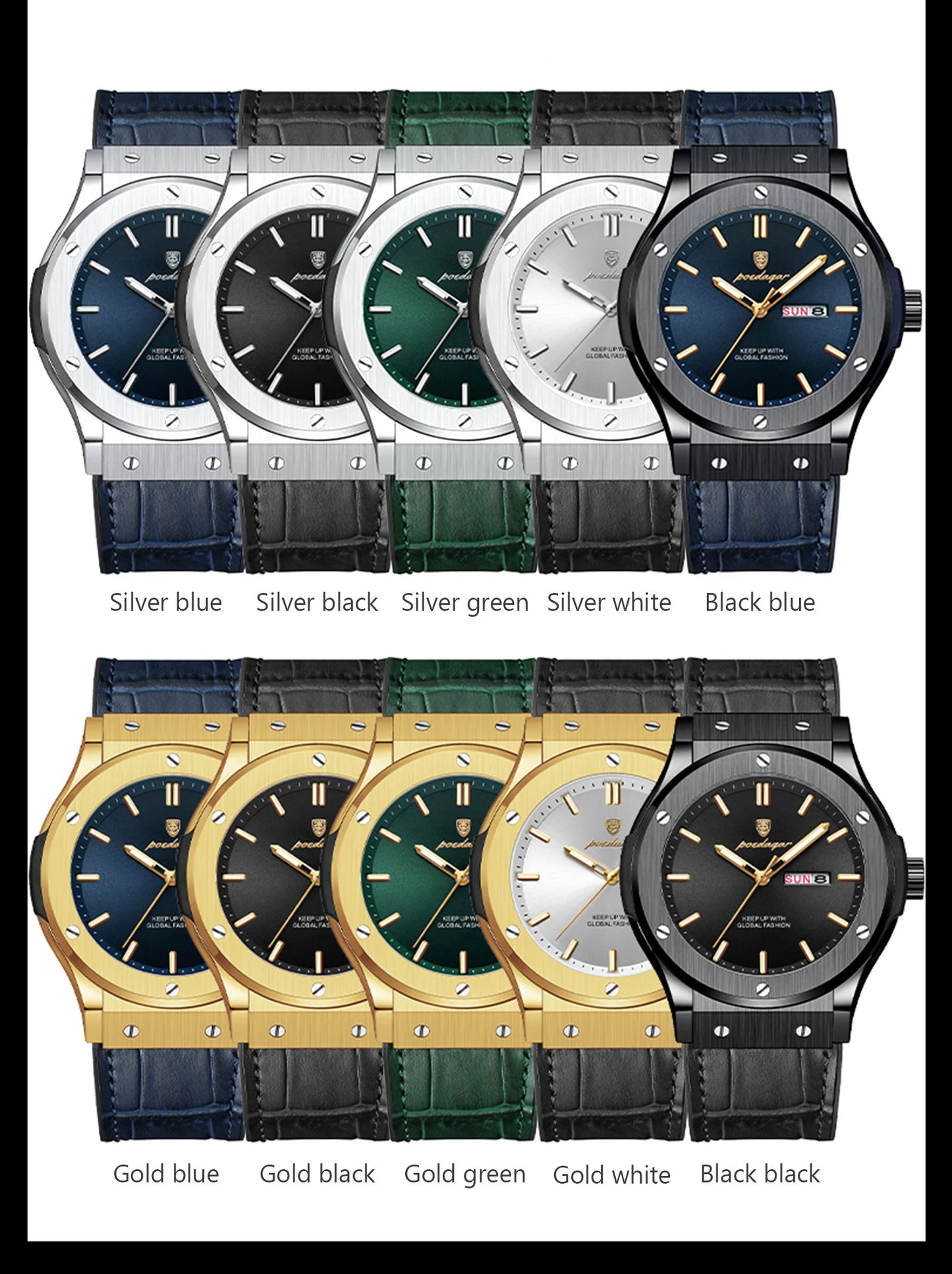 Varadero 952 New Quartz Watch for Men Reloj Leather Strap Alloy Case Auto Date Men's Watch Luxury Business Waterproof Wristwatch