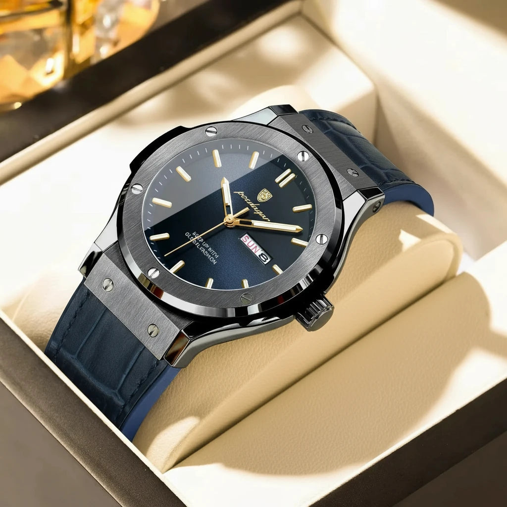 Varadero 952 New Quartz Watch for Men Reloj Leather Strap Alloy Case Auto Date Men's Watch Luxury Business Waterproof Wristwatch