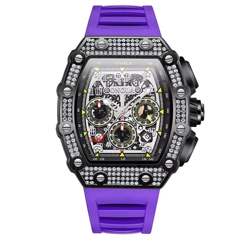 VERITAS Men Quartz Watches Sport Diamond Design New Brand Luminous Hands