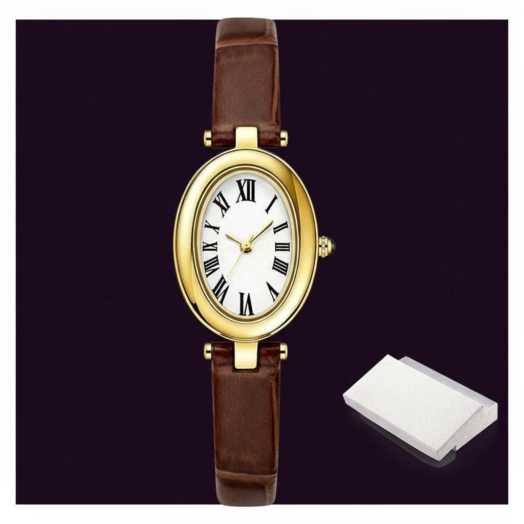 Venus 8 High Quality Female Wrist Watch Japan Movement Oval PU Leather Quartz Ladies Watch Beautiful Girl Watches