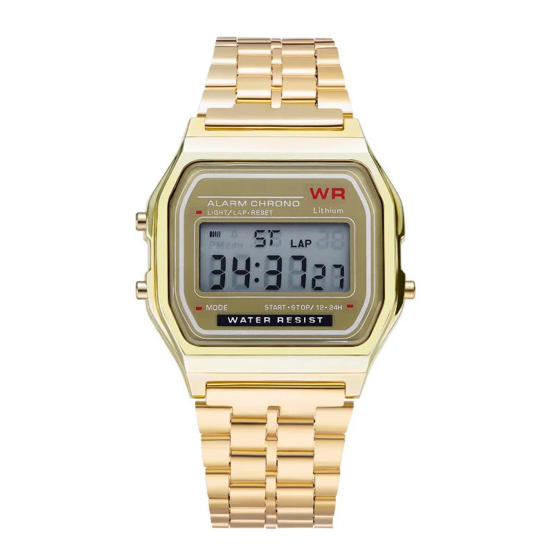 Model 1980 Retro Non-Waterproof Steel Band Watch For Women, Men, Business Clock, Multi-Functional LED Digital Sports Watch, Electronic Clock